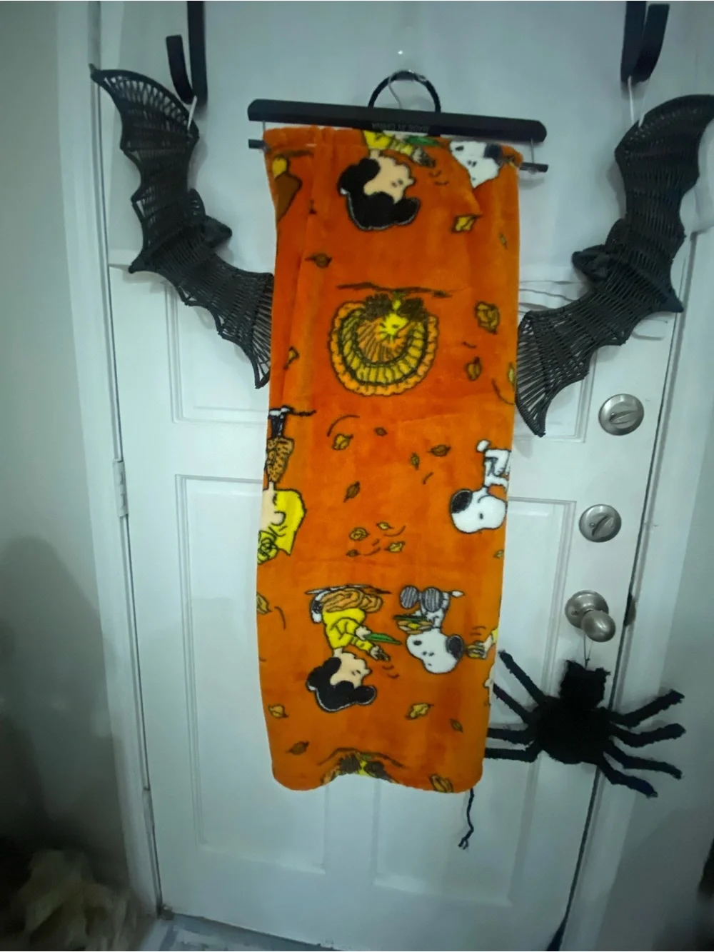 Peanuts Orange fall/autumn Fleece Blanket Featuring Snoopy & Friends